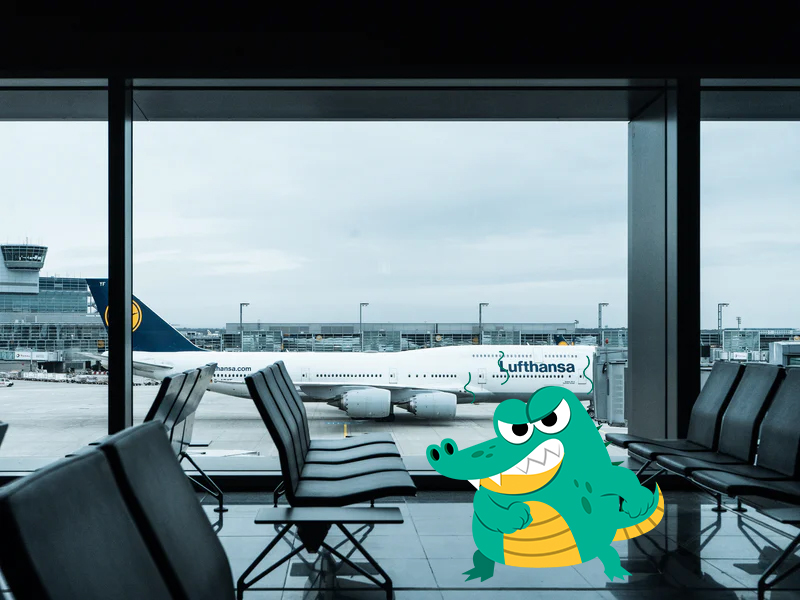 Cody en el aeropuerto esperando su vuelo de regreso a casa